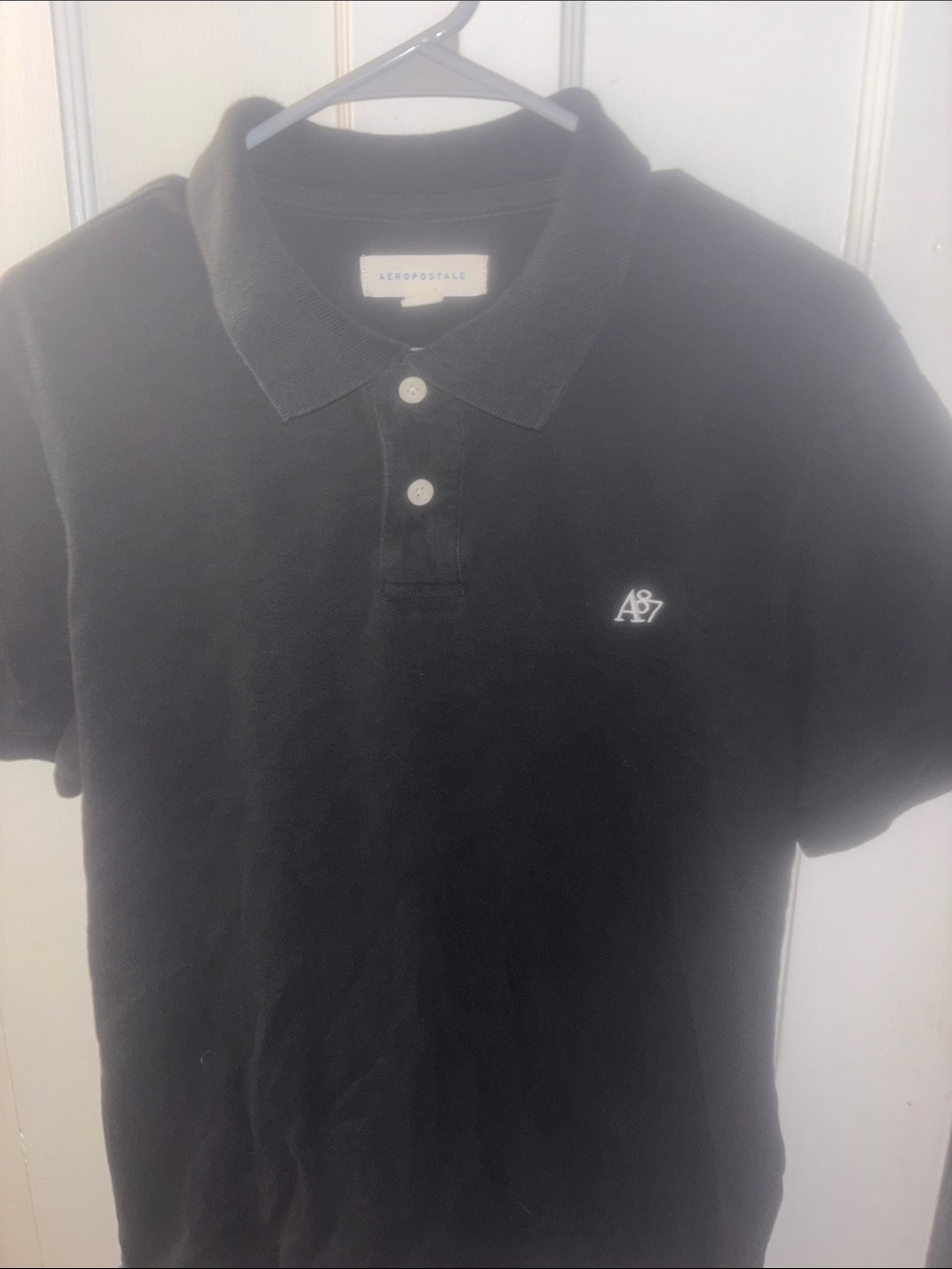 Aeropostale Kids Black Polo with A87 Embroidered Logo